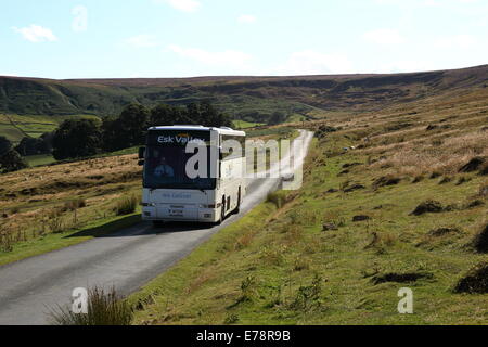 Nationale Feiertage Coaches auf Heather North Yorkshire Moors Stockfoto