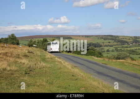 Nationale Feiertage Coaches auf Heather North Yorkshire Moors Stockfoto