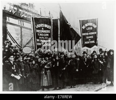 Demonstration des Protests und der Trauer für Triangle Shirtwaist Factory Feuer Stockfoto