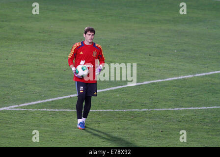Spaniens Fußball Nationalmannschaft Torhüter Iker Casillas gesehen während einer Trainingseinheit auf Mallorca. Stockfoto