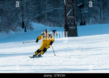 Skifahren auf den Pisten von Park City Mountain Resort in Utah. Stockfoto