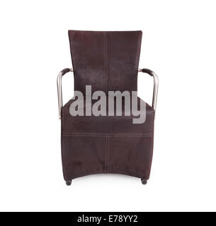 Leder Esszimmerstuhl isoliert auf weiss Stockfoto