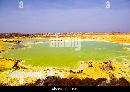 Dallol Vulkan und hydrothermale Feld in der Danakil-Senke in Äthiopien. Stockfoto