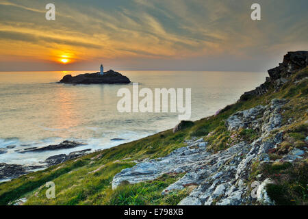 Godrevy; Sonnenuntergang; Cornwall; UK Stockfoto