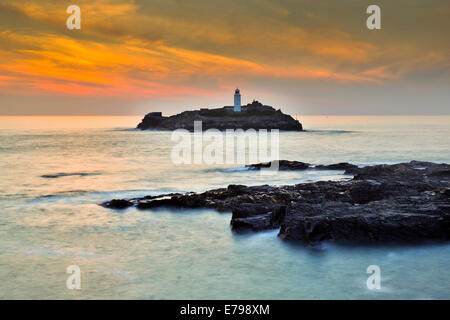 Godrevy; Sonnenuntergang; Cornwall; UK Stockfoto