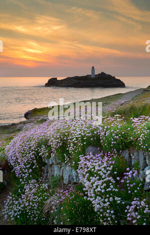 Godrevy; Sonnenuntergang; Cornwall; UK Stockfoto