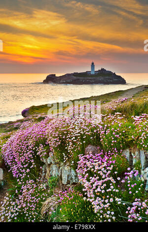 Godrevy; Sonnenuntergang; Cornwall; UK Stockfoto