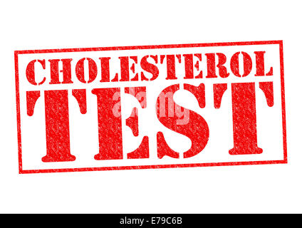 Cholesterin-TEST roten Stempel auf einem weißen Hintergrund. Stockfoto