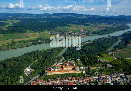 Luftaufnahme, Melk Abbey, Benediktiner-Kloster, österreichischen Barock, Melk, Wachau, Niederösterreich, Österreich Stockfoto