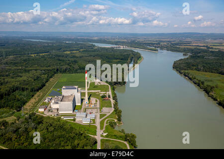 Luftaufnahme, Atomkraftwerk Zwentendorf, Zwentendorf an der Donau, Niederösterreich, Österreich Stockfoto