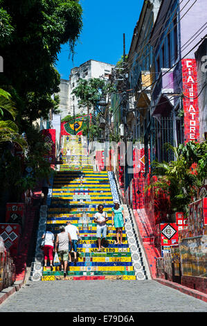 Escadaria Selarón Schritte in Lapa, Rio De Janeiro, Brasilien Stockfoto