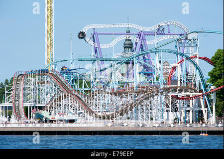 Achterbahn im Freizeitpark Grona Lund, Djurgarden, Stockholm. Stockfoto