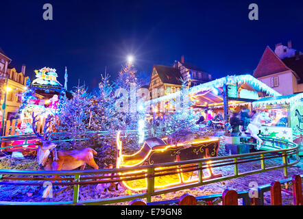 Kinder Kirmes zu Weihnachten. Colmar. Haut-Rhin. Das Elsass. Frankreich. Stockfoto