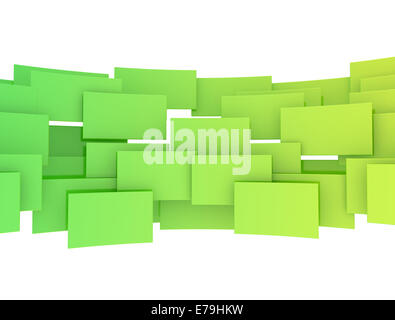 Grün 3d Quadrate isoliert auf weißem Hintergrund Stockfoto