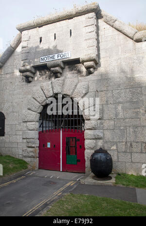 Eingangsportal zum Nothe Fort erbaut 1872 Weymouth, Dorset, England Stockfoto