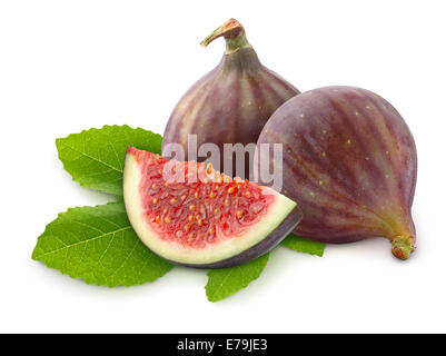Frische Feigen auf weißem Hintergrund Stockfoto