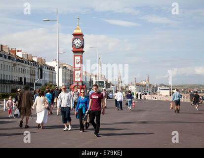 Der Jubilee Clock Tower am Strand von Weymouth, Dorset, England, errichtet 1887, feiern Sie das Jubiläum von Königin Victoria Stockfoto