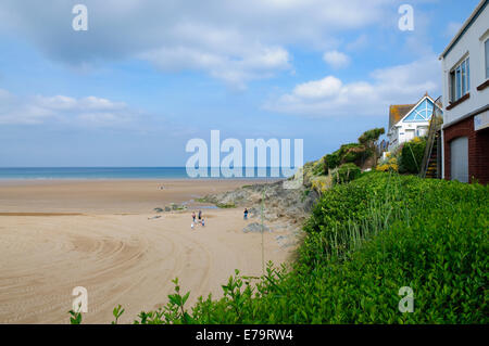 Woolacombe Strand am Morgen. Woolacombe ist ein Badeort an der Küste von North Devon, England. Stockfoto