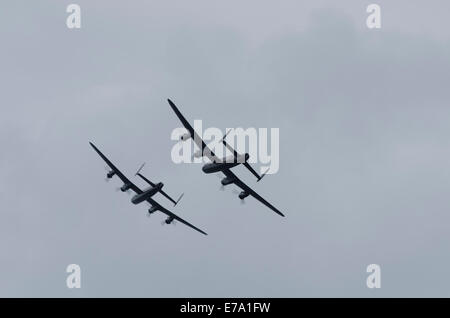 Lancaster-Bomber Anzeigen in Portrush Airshow 2014 Stockfoto