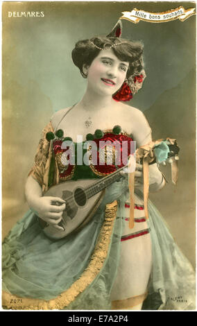 Georgette Delmares, französische Schauspielerin und Tänzerin, laute, Hand-getönten Postkarte um 1910 Stockfoto