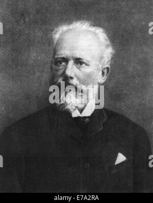 Peter Tschaikowsky (1840-1893), russischer Komponist, Portrait, Kupferstich von M. Rundaltsev Stockfoto