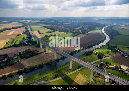 Luftaufnahme, Mintarder Brücke Brücke, Ruhr, Mülheim an der Ruhr, Ruhr district, North Rhine-Westphalia, Deutschland Stockfoto