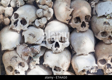 Schädel der Opfer der Khmer rouge Regime am Wat Thmei, Siem Reap, Kambodscha Stockfoto