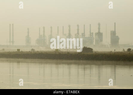 Oli, petrochemische Raffinerie bei Sonnenaufgang in Teesmouth bei Middlesbrough, Teesside, Nordostengland. VEREINIGTES KÖNIGREICH Stockfoto