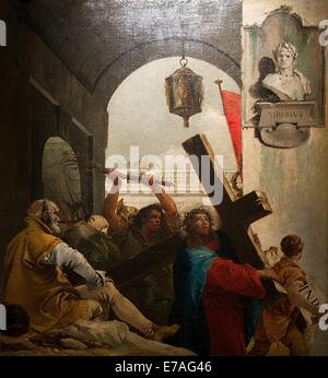 Christus trägt das Kreuz, Stationen des Kreuzes, Giandomenico Tiepolo, 1747, Kirche San Polo, Venedig, Italien, Europa Stockfoto