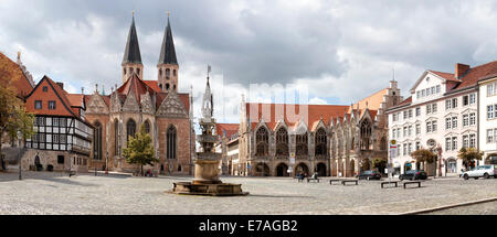 Altstadt Markt Platz, Historisches Rathaus, Kirche St. Martini, Brunswick, Niedersachsen, Deutschland, Europa, Stockfoto