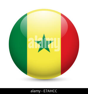 Flagge des Senegal als runde glänzende Symbol. Button mit senegalesischen Flagge Stockfoto