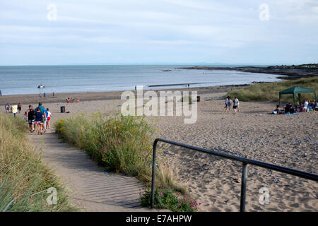 Wales Port Eynon Bay Strand Sandy Summer Holiday Stockfoto