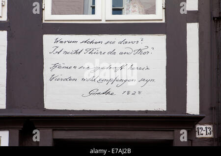 Zitat von Goethe, Brunswick, untere Sachsen, Deutschland, Europa Stockfoto