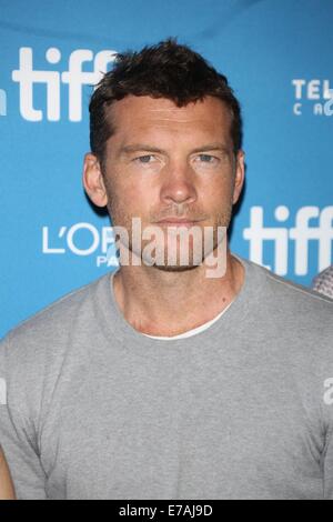 Toronto, Kanada. 09. Sep, 2014. Schauspieler Sam Worthington besucht Photocall "Kuchen" während der 39. Toronto International Film Festival (TIFF) in Toronto, Kanada, 9. September 2014. Foto: Hubert Boesl - NO-Draht-SERVICE-/ Dpa/Alamy Live News Stockfoto