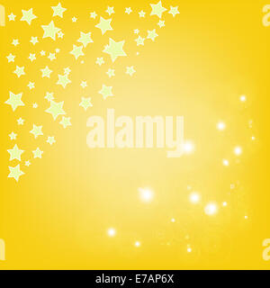 abstrakte magische Bokeh und gelber Stern auf einem gelben Hintergrund Stockfoto