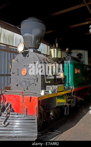 Bucht der Inseln Vintage Eisenbahn Lokomotive an die Stadt Kawakawa, Nordinsel, Neuseeland. Stockfoto