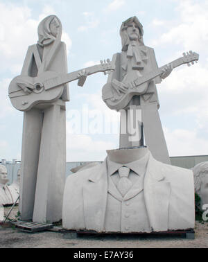 Riesige Skulptur der Beatles und Präsidenten Köpfe in Houston, Texas Stockfoto