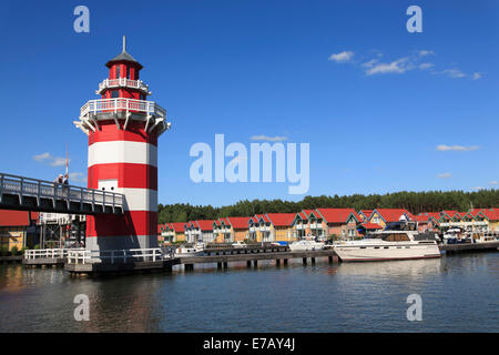 Leuchtturm, Feriendorf HAFENDORF RHEINSBERG, Rheinsberg, Brandenburg, Deutschland, Europa Stockfoto