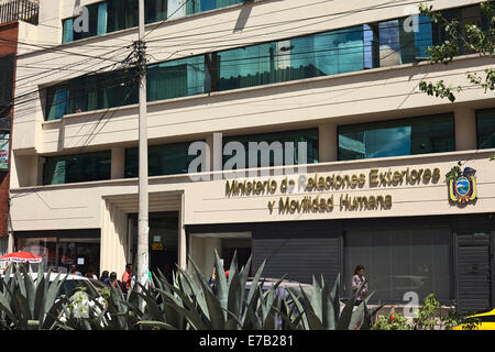 Das Gebäude des Ministerio de Relaciones Exteriores y Movilidad Humana in Quito, Ecuador Stockfoto