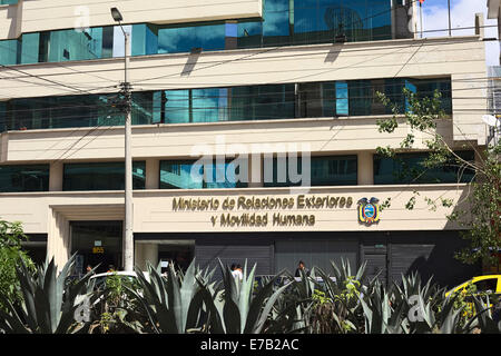 Das Gebäude des Ministerio de Relaciones Exteriores y Movilidad Humana in Quito, Ecuador Stockfoto