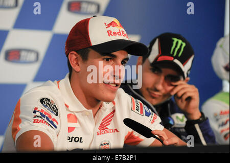 Misano Adriatico Rimini, Italien. 11. September, 2014. Pressekonferenz für die MotoGP San Marino und Rimini Grand Prix statt auf dem Misano World Circuit Marco Simoncelli. Marc Marquez Credit: Aktion Plus Sport/Alamy Live-Nachrichten Stockfoto