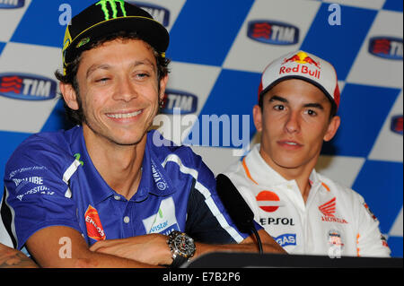 Misano Adriatico Rimini, Italien. 11. September, 2014. Pressekonferenz für die MotoGP San Marino und Rimini Grand Prix statt auf dem Misano World Circuit Marco Simoncelli. Valentino Rossi Credit: Aktion Plus Sport/Alamy Live-Nachrichten Stockfoto