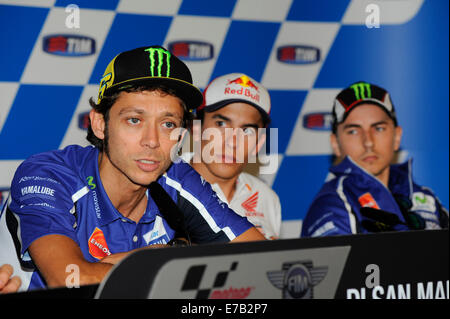 Misano Adriatico Rimini, Italien. 11. September, 2014. Pressekonferenz für die MotoGP San Marino und Rimini Grand Prix statt auf dem Misano World Circuit Marco Simoncelli. Valentino Rossi Credit: Aktion Plus Sport/Alamy Live-Nachrichten Stockfoto