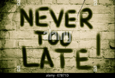 Never Too Late Konzept Stockfoto