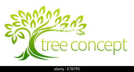 Baum-Symbol Konzept eines stilisierten Baumes mit lässt, eignet sich für Text verwendet wird Stockfoto