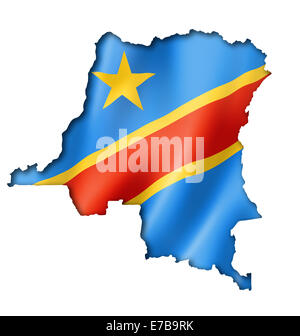 Demokratische Republik Kongo Flagge abzubilden, drei dimensionalen Render, isoliert auf weiss Stockfoto