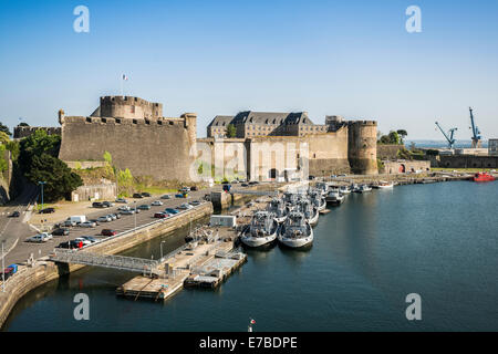 Marine-Hafen und Festung Brest Château-Musée National De La Marine, Brest, Bretagne, Frankreich Stockfoto