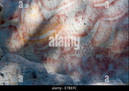 Aborigine-Felskunst, Carnarvon Nationalpark, Queensland, Australien Stockfoto