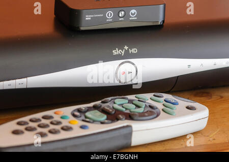 Sky + HD-Box mit einem WiFi-Wireless-Anschluss Adapter, Internet-Zugang ermöglichen Stockfoto