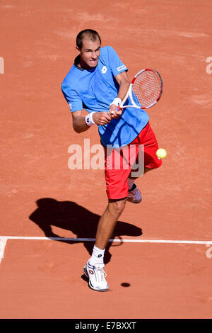 Roland Garros, Paris, Frankreich. 12. Sep, 2014. Davis Cup Tennis Halbfinale Frankreich gegen Tschechien. Lukas Rosol (Cze) Credit: Action Plus Sport/Alamy Live News Stockfoto